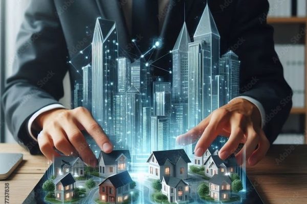 Download Businessman & futuristic 3d render model…